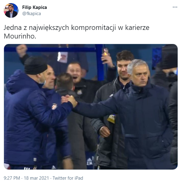 TWARZ Mourinho po KOMPROMITACJI z Dinamo Zagrzeb